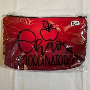 The Pouch Makeup Bag Red NWT Chaos Coordinator Graphic Travel Case